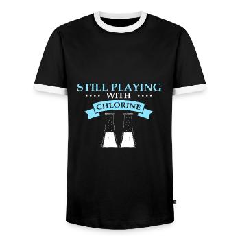 Pool Guy Design for PoolBoy and Pool Cleaner - Men's Ringer Shirt - black/white - Front - AI Model Female 172 light (172cm) & AI Model Male 178 light (178cm)