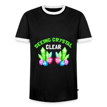 Recherche sur les roches et conception de roches à quartz - T-shirt contrasté Homme - noir/blanc - Devant - AI Model Female 172 light (172cm) & AI Model Male 178 light (178cm)