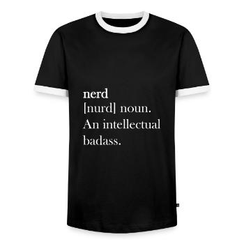 Nerd nerds definition - Men's Ringer Shirt - black/white - Front - AI Model Female 172 light (172cm) & AI Model Male 178 light (178cm)