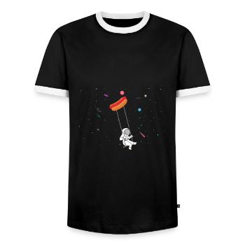 Hot Dog Lover Sausage Fast Food Hot dog food - Men's Ringer Shirt - black/white - Front - AI Model Female 172 light (172cm) & AI Model Male 178 light (178cm)