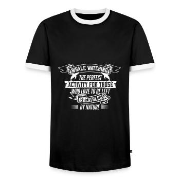 Humpback whale design for ocean, sea, whale and whales - Men's Ringer Shirt - black/white - Front - AI Model Female 172 light (172cm) & AI Model Male 178 light (178cm)