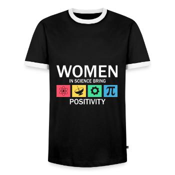 Professorin Steminist Designs für Equality Stem - Männer Kontrast-T-Shirt - Schwarz/Weiß - Vorne - AI Model Female 172 light (172cm) & AI Model Male 178 light (178cm)
