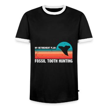 Paleontologist Designs Fossil Hunter Student - Men's Ringer Shirt - black/white - Front - AI Model Female 172 light (172cm) & AI Model Male 178 light (178cm)
