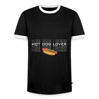 Hot Dog Lover Sausage Fast Food Hot dog food - Men's Ringer Shirt - black/white - Front - AI Model Female 172 light (172cm) & AI Model Male 178 light (178cm)