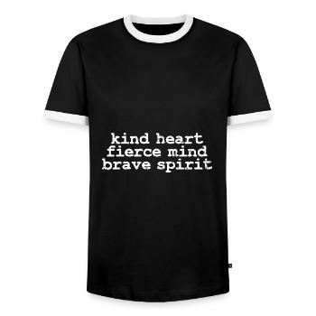 Cœur d’enfant féroce courageux Génial - T-shirt contrasté Homme - noir/blanc - Devant - AI Model Female 172 light (172cm) & AI Model Male 178 light (178cm)