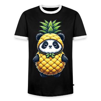Panda en costume d’ananas - T-shirt contrasté Homme - noir/blanc - Devant - AI Model Female 172 light (172cm) & AI Model Male 178 light (178cm)