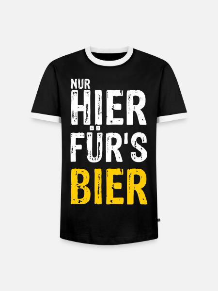 Nur hier für's BIER - Männer Kontrast-T-Shirt - Schwarz/Weiß