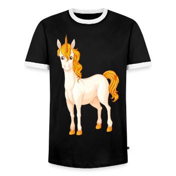 Unicorn - Männer Kontrast-T-Shirt - Schwarz/Weiß - Vorne - AI Model Female 172 light (172cm) & AI Model Male 178 light (178cm)