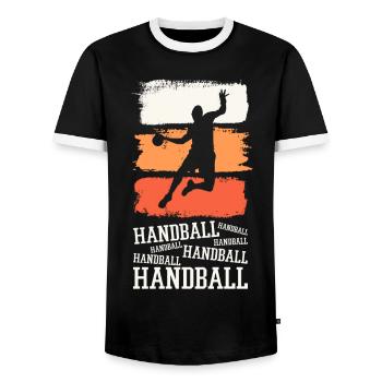 Handball Handball Player Handball Player Vintage Retro - T-shirt contrasté Homme - noir/blanc - Devant - AI Model Female 172 light (172cm) & AI Model Male 178 light (178cm)