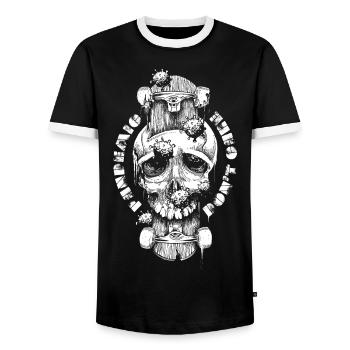 Pandemic Skater - Männer Kontrast-T-Shirt - Schwarz/Weiß - Vorne - AI Model Female 172 light (172cm) & AI Model Male 178 light (178cm)
