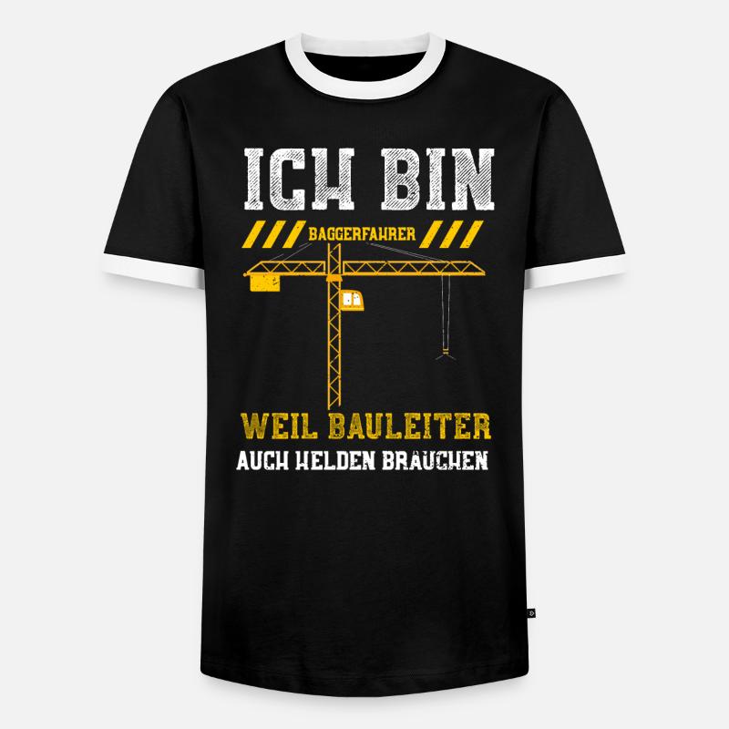 Ich Bin Baggerfahrer Weil Baulei... - Männer Kontrast-T-Shirt - Schwarz/Weiß
