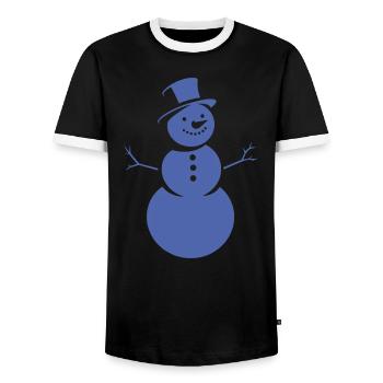 Minimalist silhouette of a snowman - Men's Ringer Shirt - black/white - Front - AI Model Female 172 light (172cm) & AI Model Male 178 light (178cm)