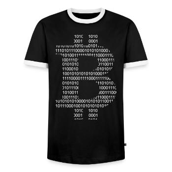 Bitcoin binary logo - Men's Ringer Shirt - black/white - Front - AI Model Female 172 light (172cm) & AI Model Male 178 light (178cm)