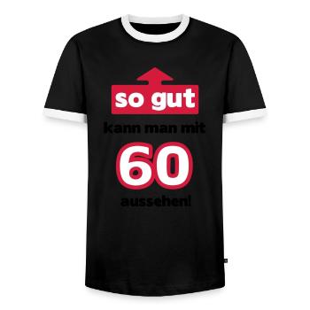 Donc, bien que vous pouvez regarder avec 60 - T-shirt contrasté Homme - noir/blanc - Devant - AI Model Female 172 light (172cm) & AI Model Male 178 light (178cm)
