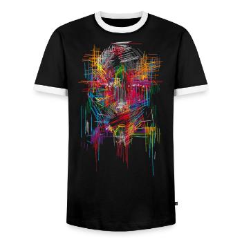 Abstrait - T-shirt contrasté Homme - noir/blanc - Devant - AI Model Female 172 light (172cm) & AI Model Male 178 light (178cm)