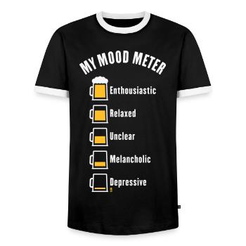 My Mood Meter (Beer Drinker / V1 / NEG) - Men's Ringer Shirt - black/white - Front - AI Model Female 172 light (172cm) & AI Model Male 178 light (178cm)