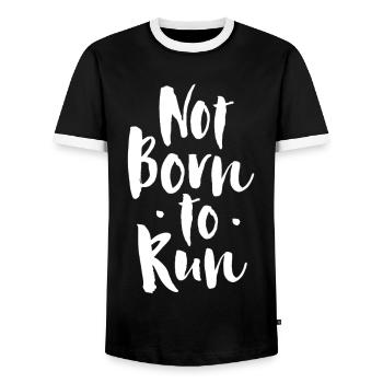 Not born to run - Men's Ringer Shirt - black/white - Front - AI Model Female 172 light (172cm) & AI Model Male 178 light (178cm)