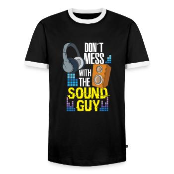 DJ Musik Soundtechniker Tontechniker - Männer Kontrast-T-Shirt - Schwarz/Weiß - Vorne - AI Model Female 172 light (172cm) & AI Model Male 178 light (178cm)