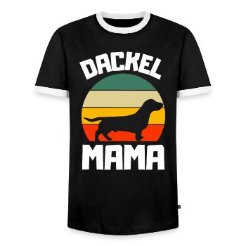 Chiens Maman Propriétaire de chien Cadeau de fête des mères Teckel - T-shirt contrasté Homme - noir/blanc - Devant - AI Model Female 172 light (172cm) & AI Model Male 178 light (178cm)