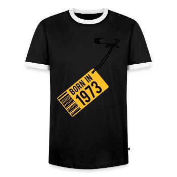 born in 1973 (fr) - T-shirt contrasté Homme - noir/blanc - Devant - AI Model Female 172 light (172cm) & AI Model Male 178 light (178cm)