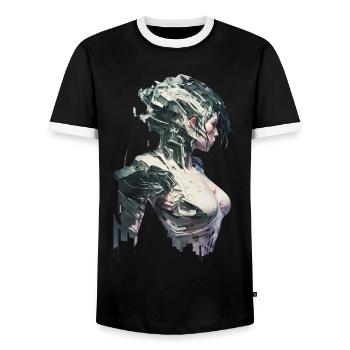 Anime No13 - Männer Kontrast-T-Shirt - Schwarz/Weiß - Vorne - AI Model Female 172 light (172cm) & AI Model Male 178 light (178cm)