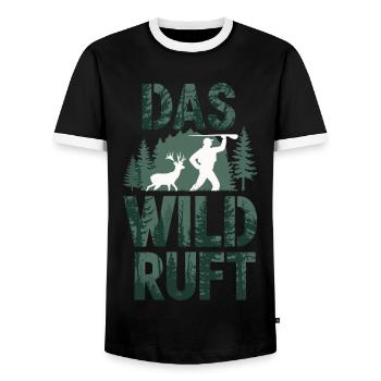 Hunter Hunting Hunting Hunting Clothing - Men's Ringer Shirt - black/white - Front - AI Model Female 172 light (172cm) & AI Model Male 178 light (178cm)