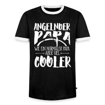 Cooler Papa Angeln Angler Angel Fischer Fische Aal - Männer Kontrast-T-Shirt - Schwarz/Weiß - Vorne - AI Model Female 172 light (172cm) & AI Model Male 178 light (178cm)