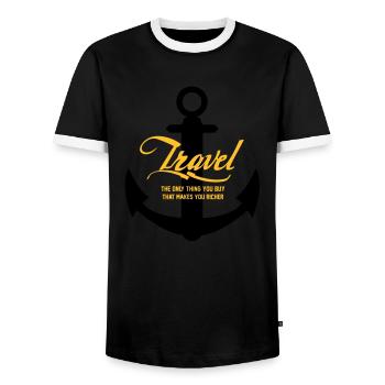 TRAVEL ANCHOR - Men's Ringer Shirt - black/white - Front - AI Model Female 172 light (172cm) & AI Model Male 178 light (178cm)
