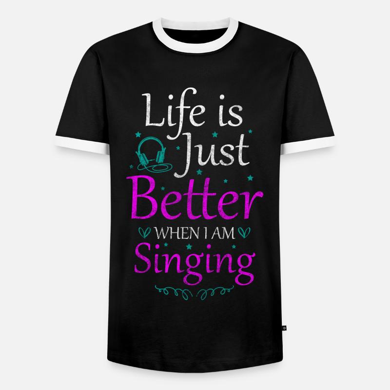 Singing Singer Voice Singing Microphone - Men's Ringer Shirt - black/white