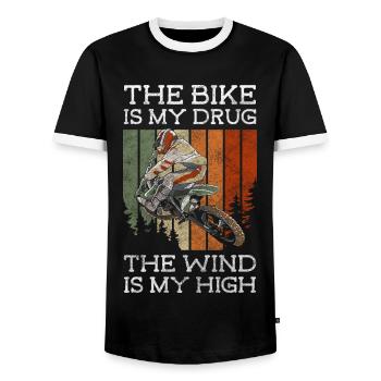 Dirt Bike Adrenaline Biker Street - Men's Ringer Shirt - black/white - Front - AI Model Female 172 light (172cm) & AI Model Male 178 light (178cm)