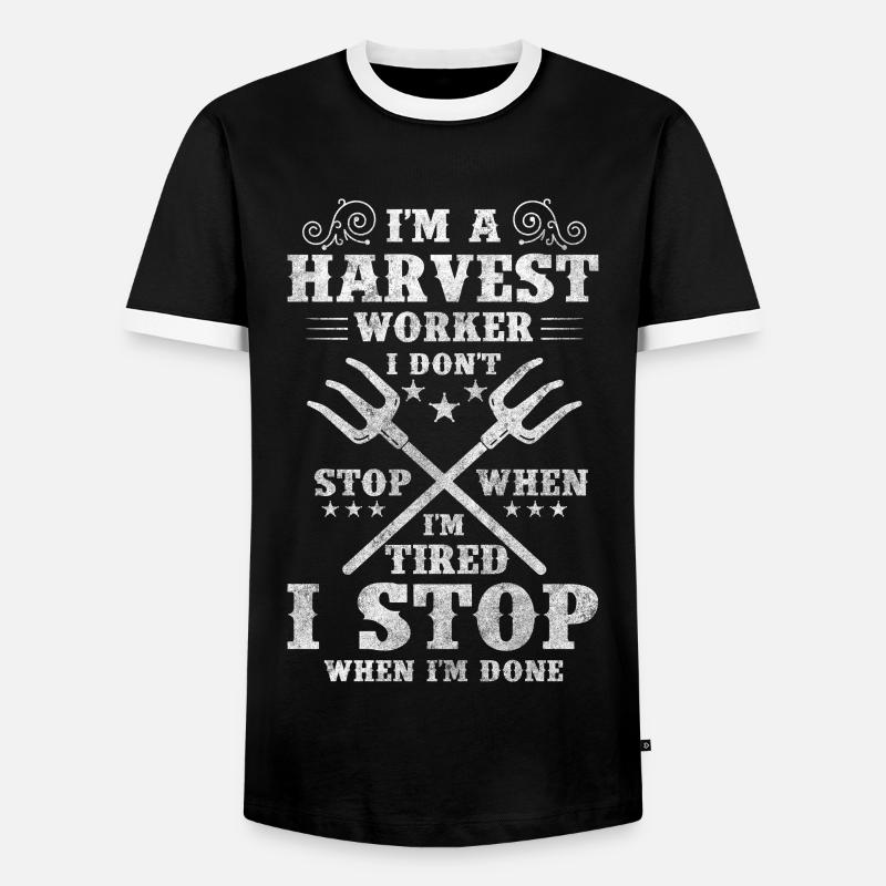 Erntehelfer Feldarbeiter Acker Essen - Männer Kontrast-T-Shirt - Schwarz/Weiß