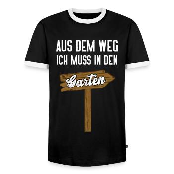 Gartenschild Gärtner Hobbygärtner Garten Arbeit - Männer Kontrast-T-Shirt - Schwarz/Weiß - Vorne - AI Model Female 172 light (172cm) & AI Model Male 178 light (178cm)