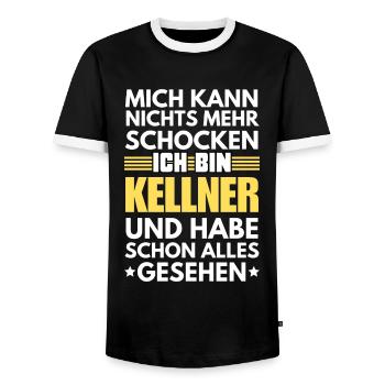 Serveur non choquable - T-shirt contrasté Homme - noir/blanc - Devant - AI Model Female 172 light (172cm) & AI Model Male 178 light (178cm)
