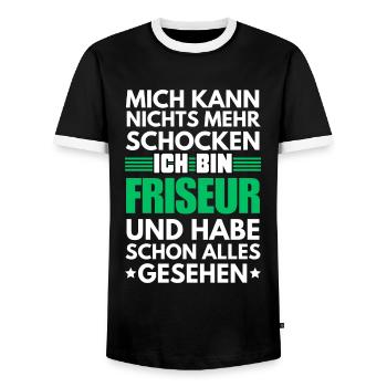Coiffeur non choquable - T-shirt contrasté Homme - noir/blanc - Devant - AI Model Female 172 light (172cm) & AI Model Male 178 light (178cm)