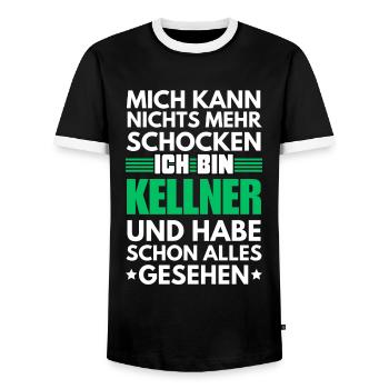 Serveur non choquable - T-shirt contrasté Homme - noir/blanc - Devant - AI Model Female 172 light (172cm) & AI Model Male 178 light (178cm)
