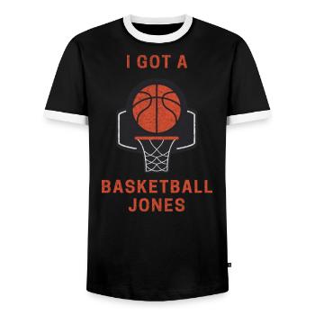 I Got A Basketball Jones Grunge - Männer Kontrast-T-Shirt - Schwarz/Weiß - Vorne - AI Model Female 172 light (172cm) & AI Model Male 178 light (178cm)