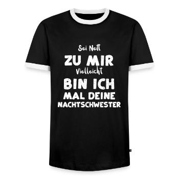 Sei Nett Zu Mir Vielleicht Bin i... - Männer Kontrast-T-Shirt - Schwarz/Weiß - Vorne - AI Model Female 172 light (172cm) & AI Model Male 178 light (178cm)