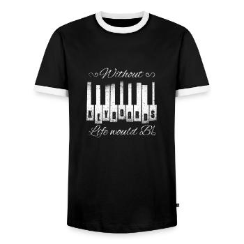 Sans claviers, la vie serait un plat - T-shirt contrasté Homme - noir/blanc - Devant - AI Model Female 172 light (172cm) & AI Model Male 178 light (178cm)