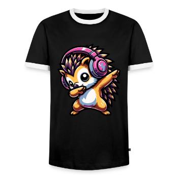 Dabbing Igel - Männer Kontrast-T-Shirt - Schwarz/Weiß - Vorne - AI Model Female 172 light (172cm) & AI Model Male 178 light (178cm)