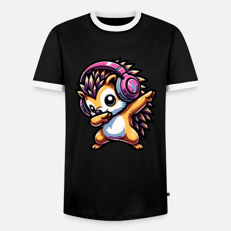 Dabbing Hedgehog - Men's Ringer Shirt - black/white