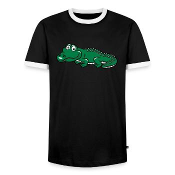Krokodil witzig - Männer Kontrast-T-Shirt - Schwarz/Weiß - Vorne - AI Model Female 172 light (172cm) & AI Model Male 178 light (178cm)