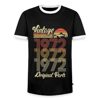 50. Geburtstag 1972 Vintage Jahrgang 50 Jahre - Männer Kontrast-T-Shirt - Schwarz/Weiß - Vorne - AI Model Female 172 light (172cm) & AI Model Male 178 light (178cm)