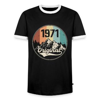 Original 1971 Cadeau D'anniversaire - 1971 - T-shirt contrasté Homme - noir/blanc - Devant - AI Model Female 172 light (172cm) & AI Model Male 178 light (178cm)
