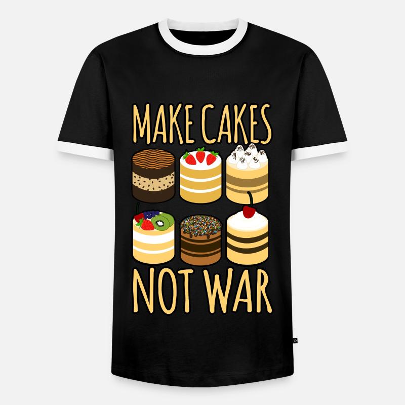 Make Cakes Not War - Männer Kontrast-T-Shirt - Schwarz/Weiß