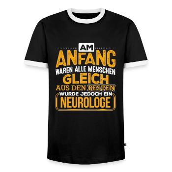NEUROLOGE - Der Beste - Männer Kontrast-T-Shirt - Schwarz/Weiß - Vorne - AI Model Female 172 light (172cm) & AI Model Male 178 light (178cm)