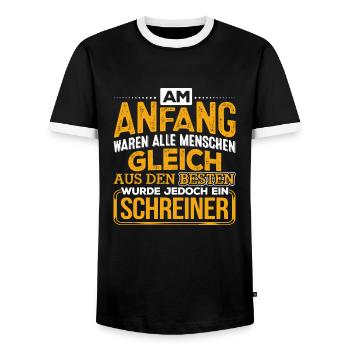 SCHREINER - Der Beste - Männer Kontrast-T-Shirt - Schwarz/Weiß - Vorne - AI Model Female 172 light (172cm) & AI Model Male 178 light (178cm)