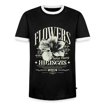 Hibiscus Flower Hibiscus Flower - Men's Ringer Shirt - black/white - Front - AI Model Female 172 light (172cm) & AI Model Male 178 light (178cm)