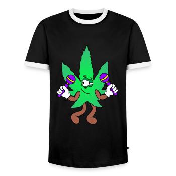 Der Bloom - Dancing Bloom Weed Cannabis Marihuana - Männer Kontrast-T-Shirt - Schwarz/Weiß - Vorne - AI Model Female 172 light (172cm) & AI Model Male 178 light (178cm)