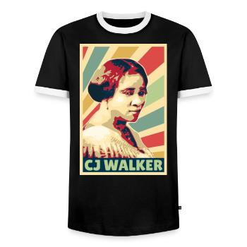 Madam CJ Walker Vintage Colors - Men's Ringer Shirt - black/white - Front - AI Model Female 172 light (172cm) & AI Model Male 178 light (178cm)