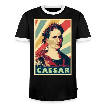 Julius Caesar Vintage Farben - Männer Kontrast-T-Shirt - Schwarz/Weiß - Vorne - AI Model Female 172 light (172cm) & AI Model Male 178 light (178cm)